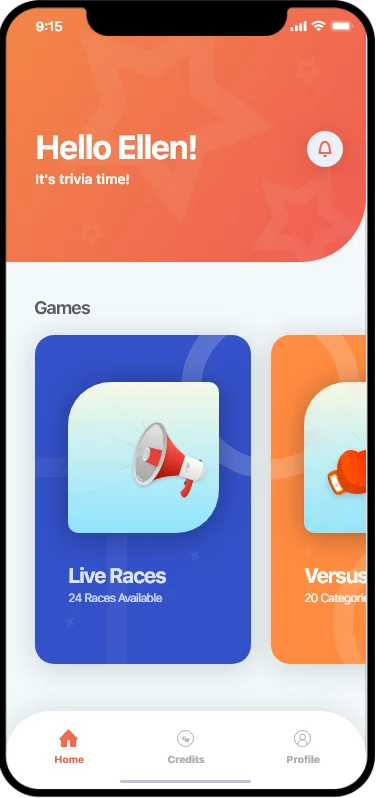 Trivia app redesign screens
